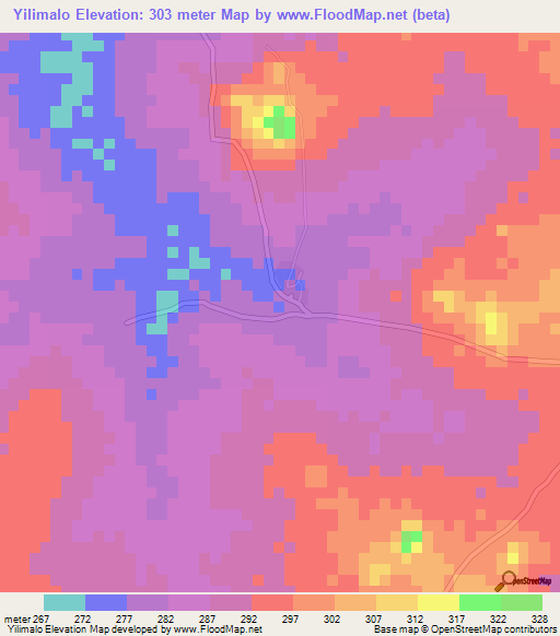 Yilimalo,Mali Elevation Map