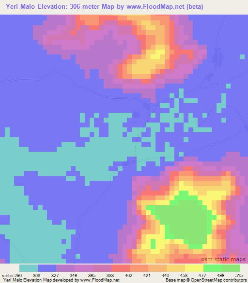 Yeri Malo,Mali Elevation Map