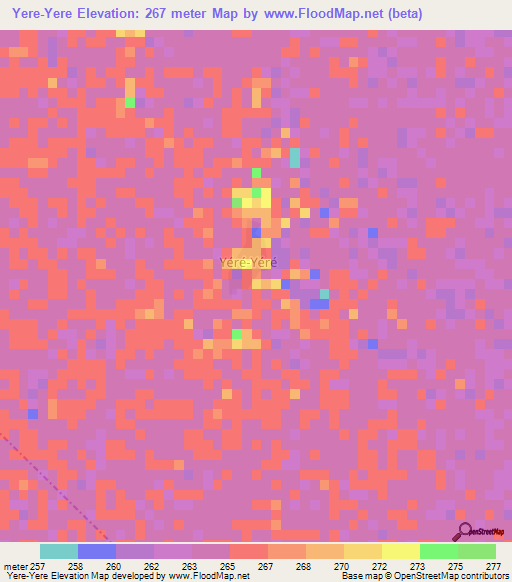 Yere-Yere,Mali Elevation Map
