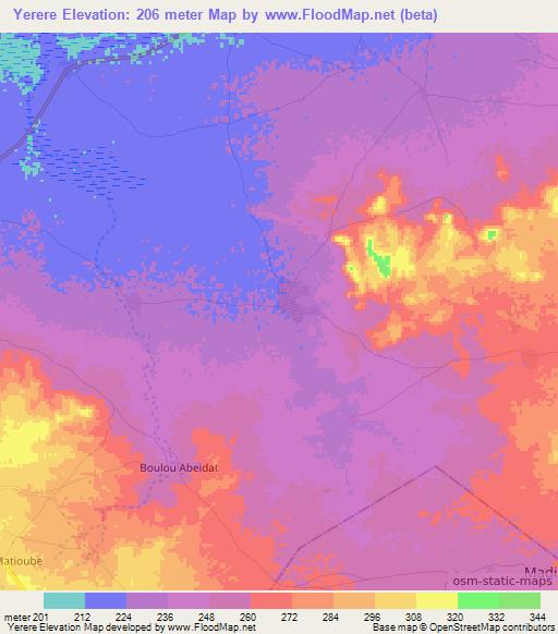 Yerere,Mali Elevation Map