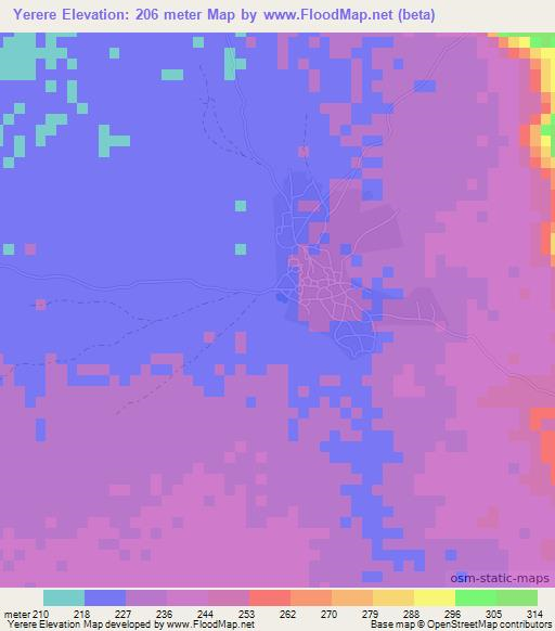Yerere,Mali Elevation Map