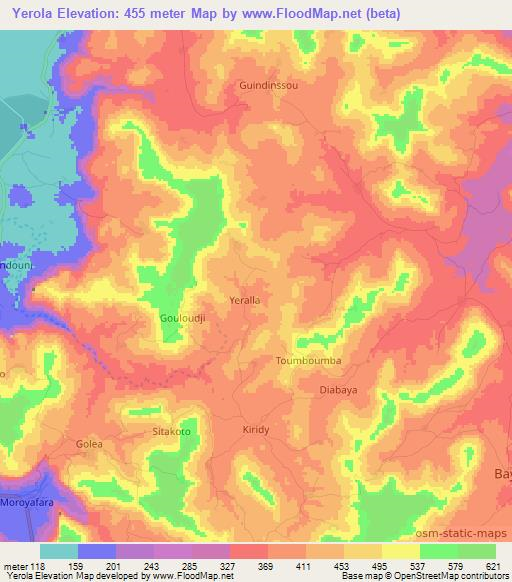 Yerola,Mali Elevation Map