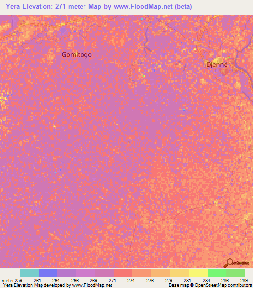 Yera,Mali Elevation Map