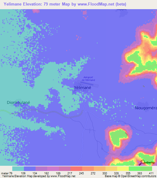 Yelimane,Mali Elevation Map