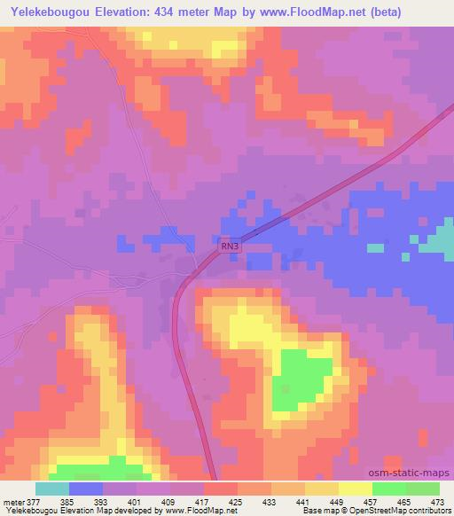 Yelekebougou,Mali Elevation Map