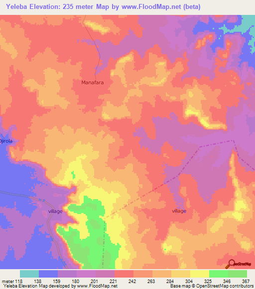 Yeleba,Mali Elevation Map