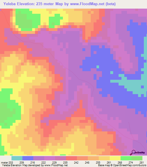 Yeleba,Mali Elevation Map