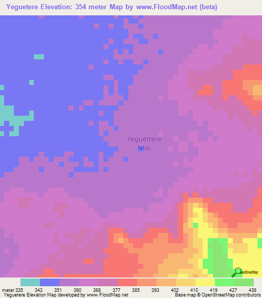 Yeguetere,Mali Elevation Map