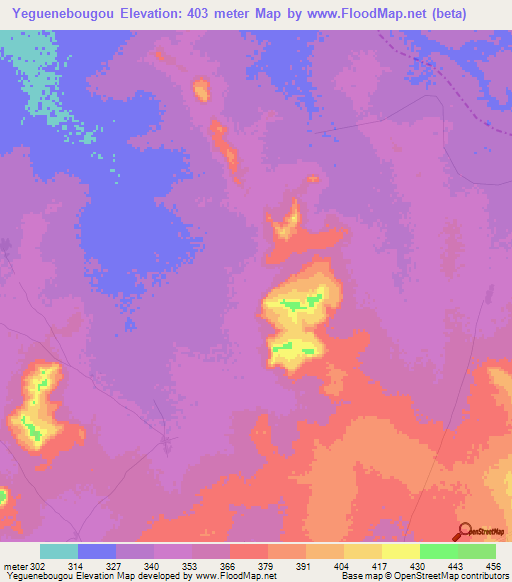 Yeguenebougou,Mali Elevation Map