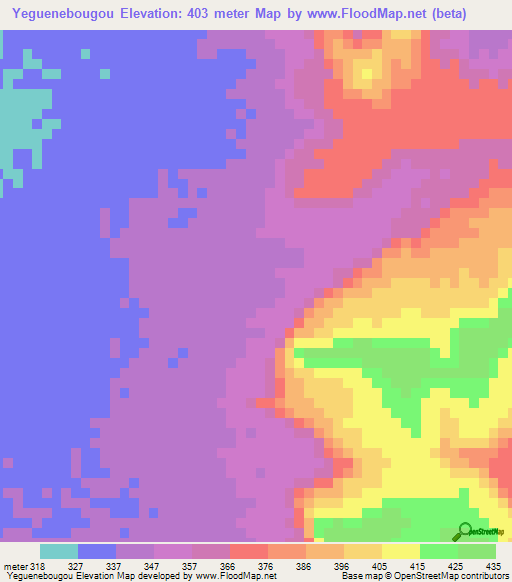 Yeguenebougou,Mali Elevation Map