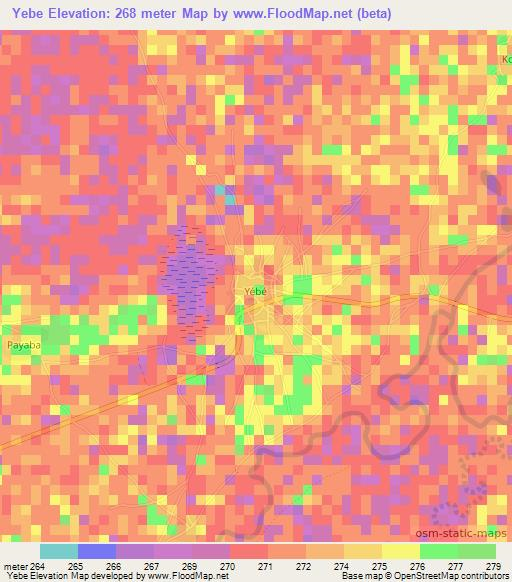 Yebe,Mali Elevation Map