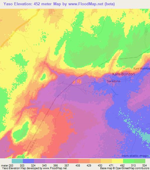 Yaso,Mali Elevation Map
