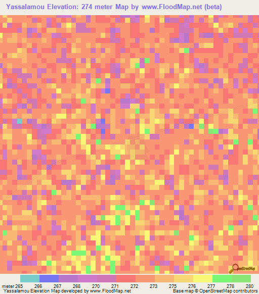 Yassalamou,Mali Elevation Map