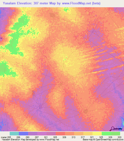 Yasalam,Mali Elevation Map