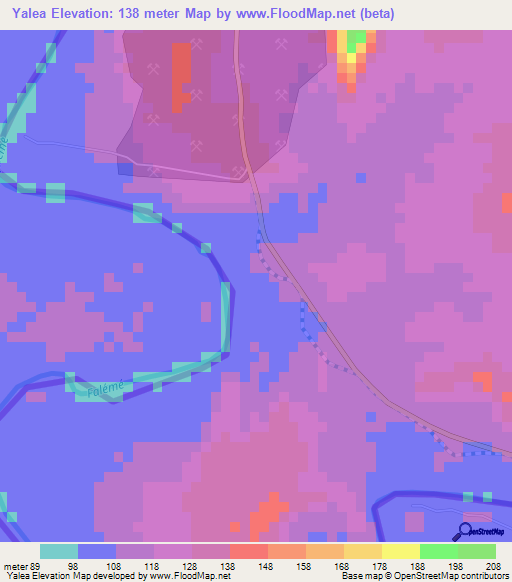 Yalea,Mali Elevation Map