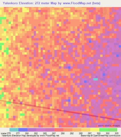 Yalenkoro,Mali Elevation Map