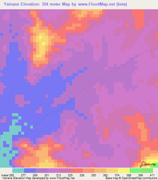 Yainane,Mali Elevation Map