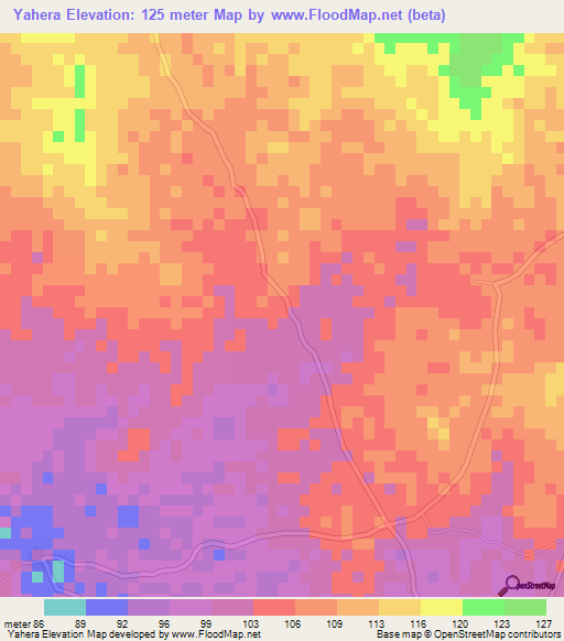 Yahera,Mali Elevation Map