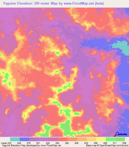 Yaguine,Mali Elevation Map