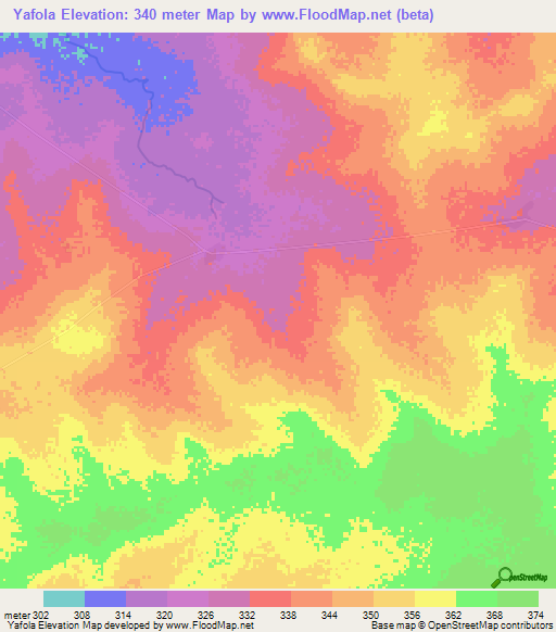 Yafola,Mali Elevation Map