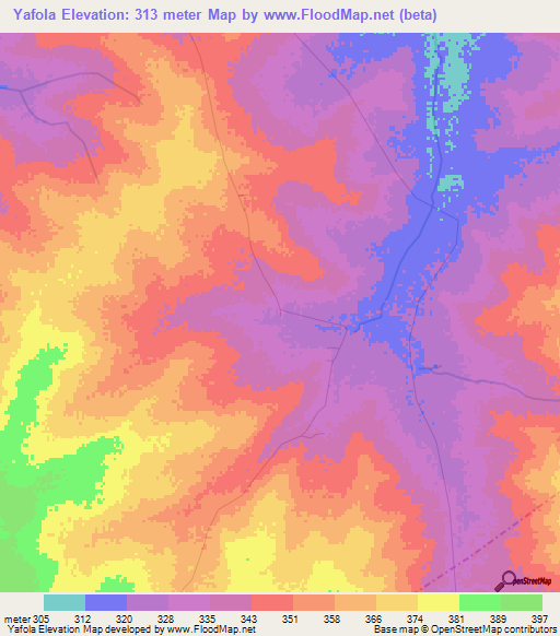 Yafola,Mali Elevation Map
