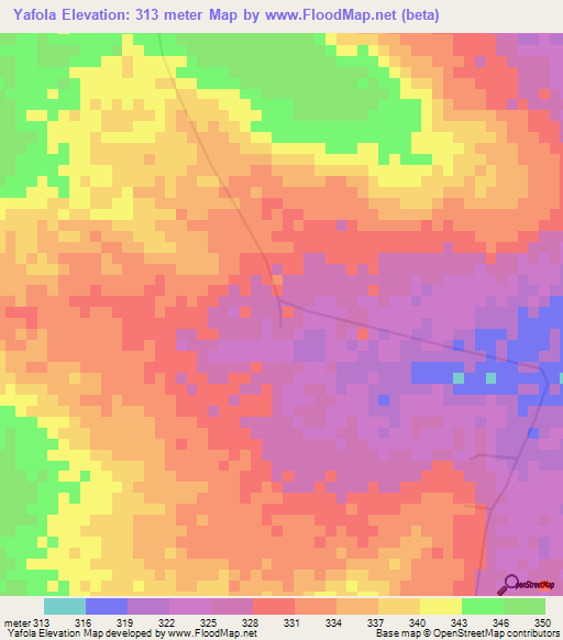 Yafola,Mali Elevation Map