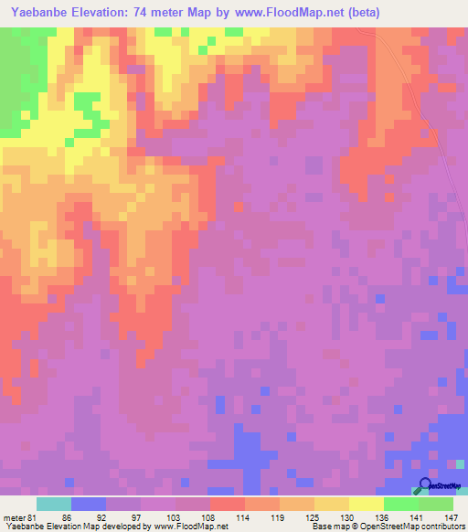 Yaebanbe,Mali Elevation Map