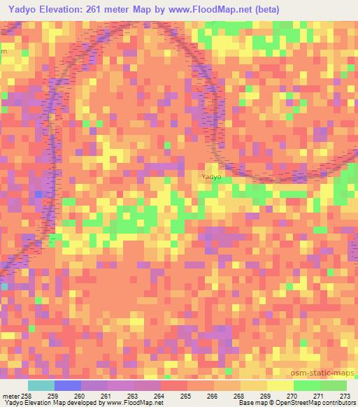 Yadyo,Mali Elevation Map