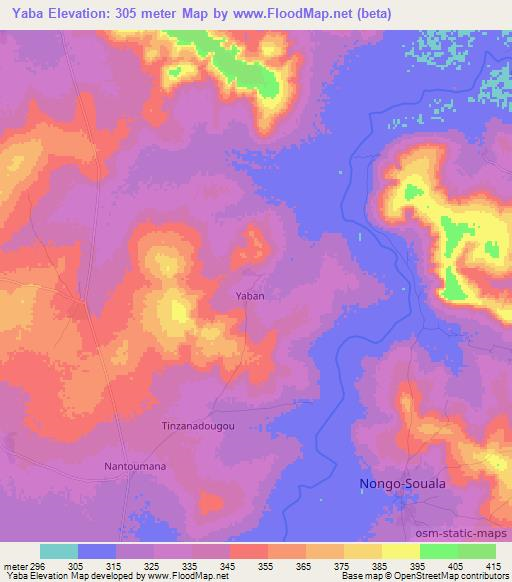Yaba,Mali Elevation Map