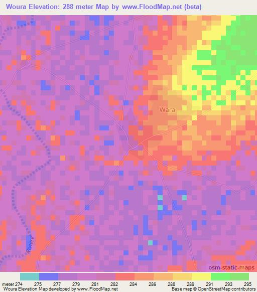 Woura,Mali Elevation Map