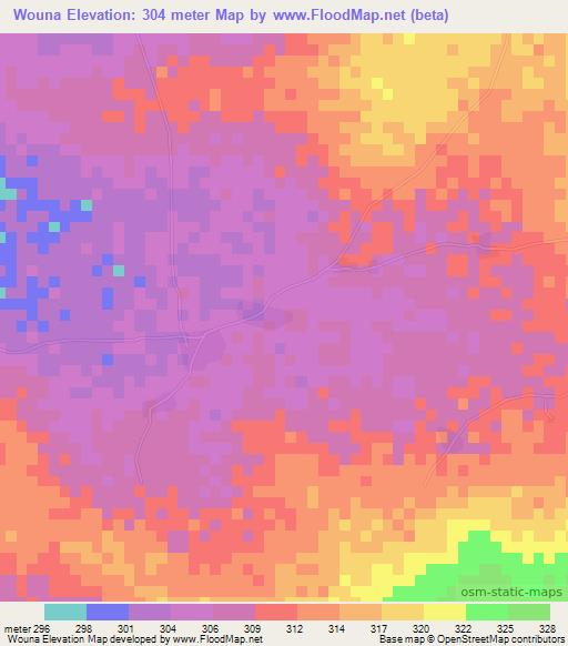 Wouna,Mali Elevation Map