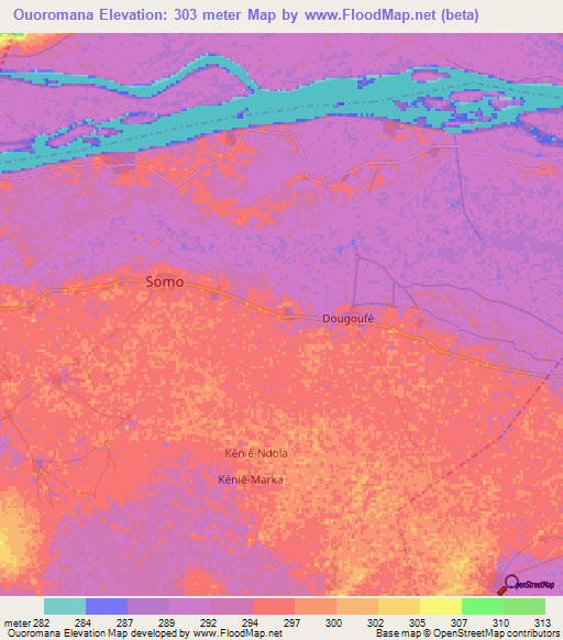 Ouoromana,Mali Elevation Map