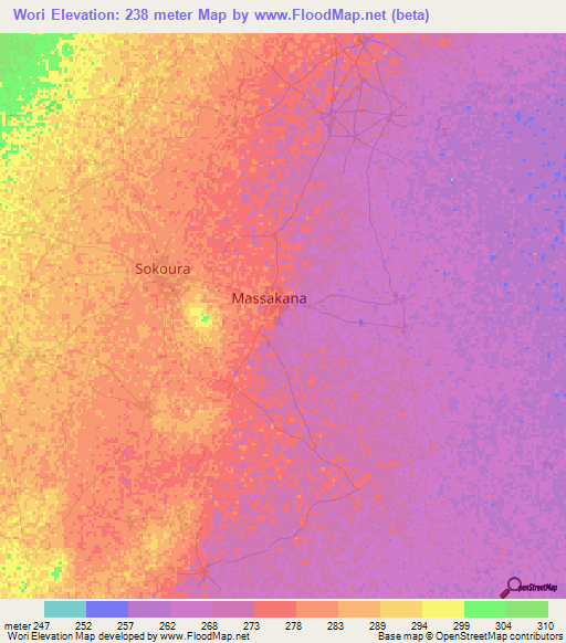Wori,Mali Elevation Map