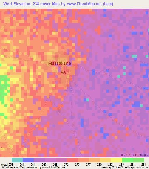 Wori,Mali Elevation Map