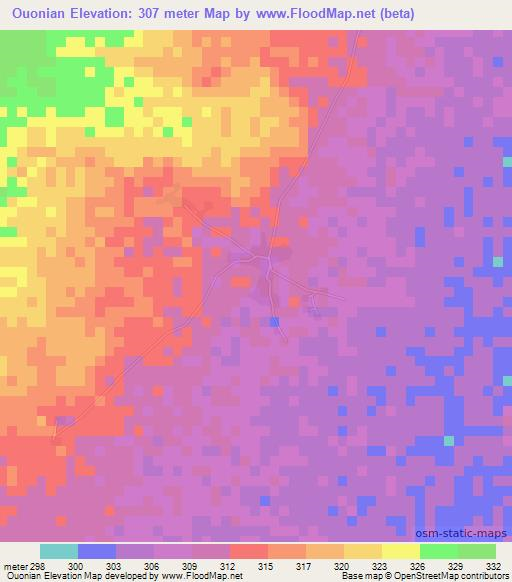Ouonian,Mali Elevation Map