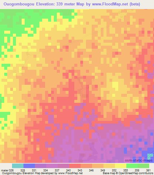 Ouogombougou,Mali Elevation Map