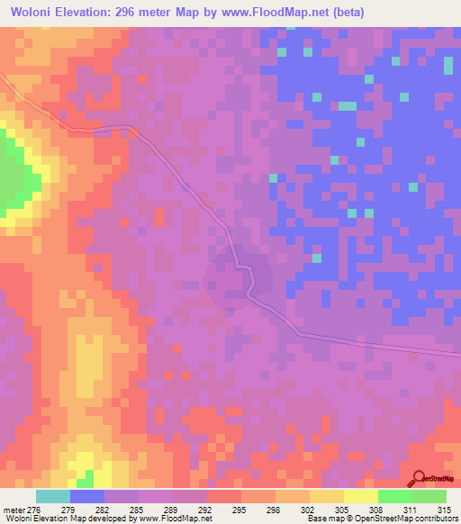 Woloni,Mali Elevation Map