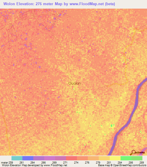 Wolon,Mali Elevation Map