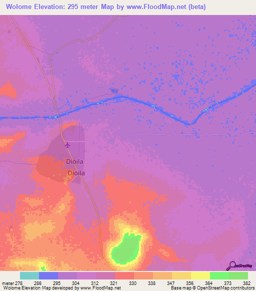 Wolome,Mali Elevation Map