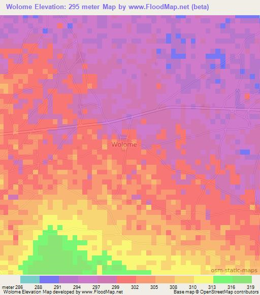 Wolome,Mali Elevation Map
