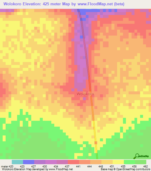Wolokoro,Mali Elevation Map