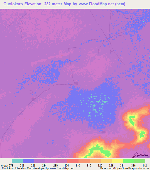 Ouolokoro,Mali Elevation Map