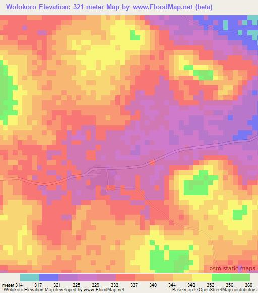 Wolokoro,Mali Elevation Map