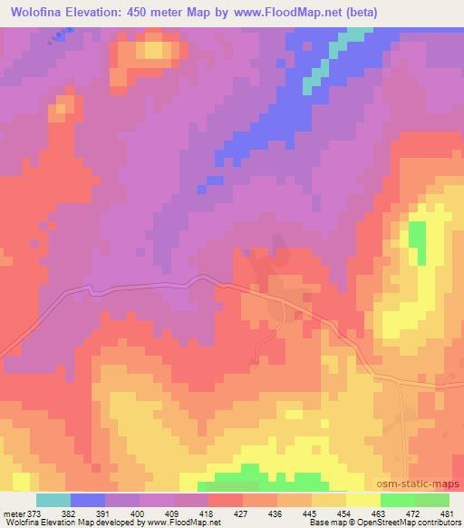 Wolofina,Mali Elevation Map