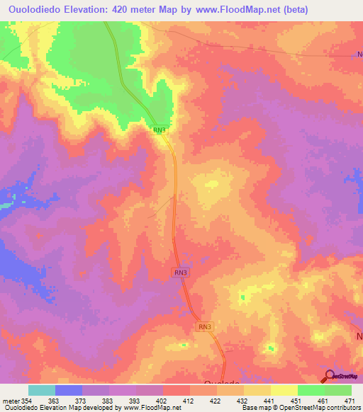 Ouolodiedo,Mali Elevation Map