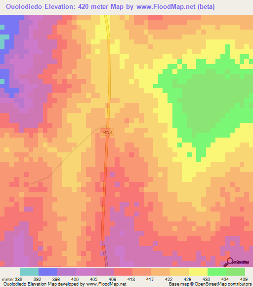 Ouolodiedo,Mali Elevation Map