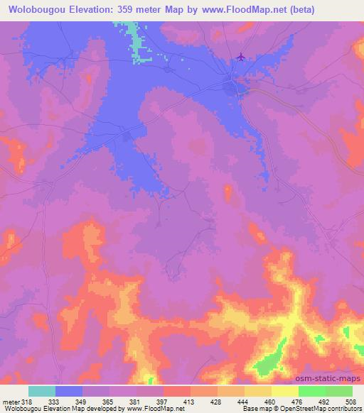 Wolobougou,Mali Elevation Map