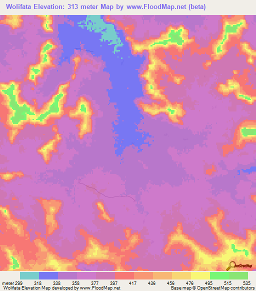 Wolifata,Mali Elevation Map