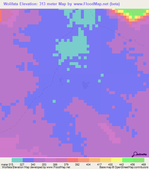 Wolifata,Mali Elevation Map