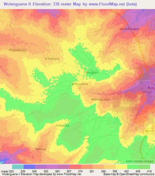 Wolenguena II,Mali Elevation Map